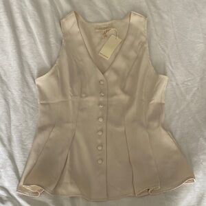 NWT MELLODAY Cream Button-Down Sleeveless Blouse Size M